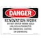 Signmission OSHA Sign, 7" Height, 10" Width, Renovation Work Do Not Enter Work Area, Landscape, DS-D-L-1751 OS-DS-D-710-L-1751 - alternate 1